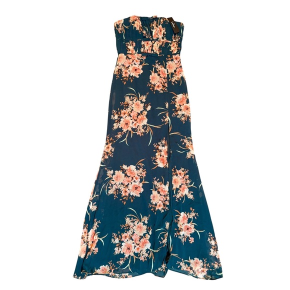 Lulus Enchanting Garden Emerald Floral Cutout Bow Strapless Maxi Dress - Picture 8 of 12